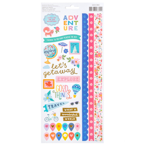 Paige Evans Adventurous Cardstock Stickers 6"X12"-81 Pieces - 5A003FXZ-G18TS