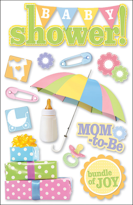 Paper House 3D Stickers 4.5"X7.5" -Baby Shower STDM47E - 767636375451