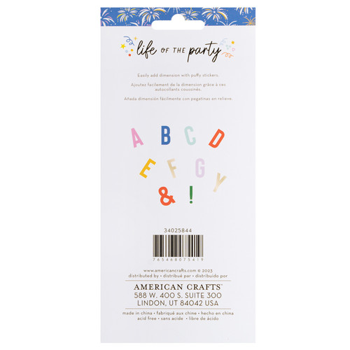 American Crafts Life Of The Party Puffy Stickers 136/Pkg-Gold Foil Alpha - 34025844