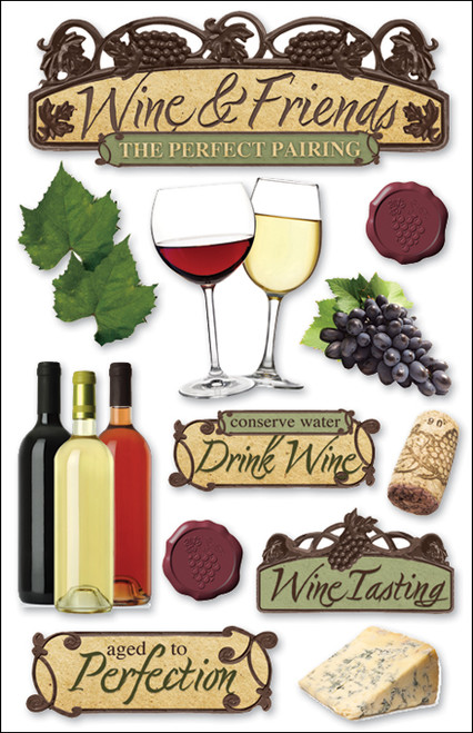 Paper House 3D Stickers 4.5"X7.5"-Wine - STDM39E - 767636375376 Paper House 3D Stickers 4.5"X7.5"-Wine - STDM39E - 767636375376