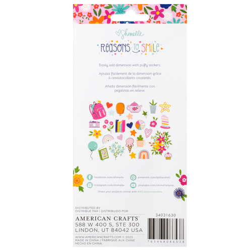 Shimelle Reasons To Smile Puffy Stickers-Icons - A50026KM-G193H Shimelle Reasons To Smile Puffy Stickers-Icons - A50026KM-G193H