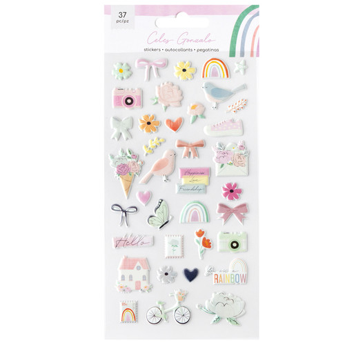 American Crafts Rainbow Avenue Puffy Stickers 37/Pkg-Icons - 34025884 - 765468075839
