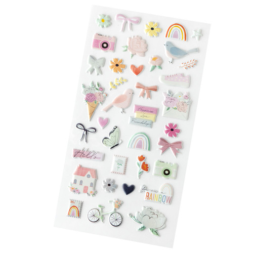 American Crafts Rainbow Avenue Puffy Stickers 37/Pkg-Icons - 34025884