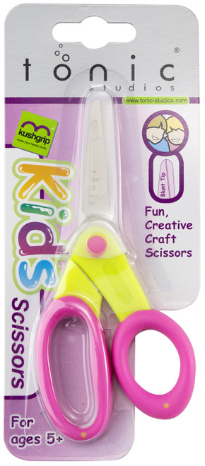 3 Pack Tonic Kushgrip Kids' Blunt Tip Scissors 5"-Yellow & Pink 431-120E - 5060193541204