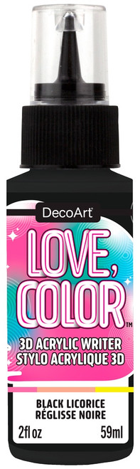 DecoArt Love Color 3D Acrylic Writers 2oz-Black Licorice 5A0024LV-1G7YX - 766218155016