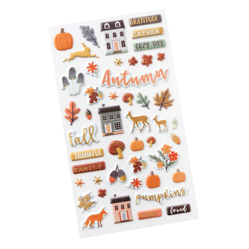 American Crafts Farmstead Harvest Stickers 47/Pkg-Icon - Puffy Gold Foil - ACFH4729