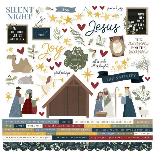 Silent Night Cardstock Stickers-12"X12" - 5A0029TS-1GD9C - 810150774108