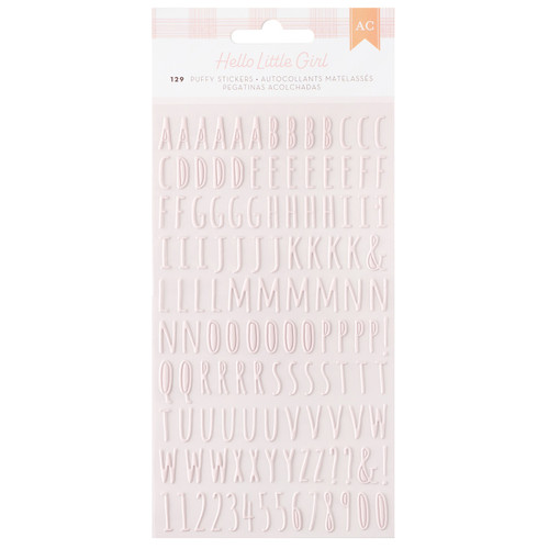 American Crafts Hello Little Girl Puffy Stickers 129/Pkg-Alpha - 34030041 - 765468060996