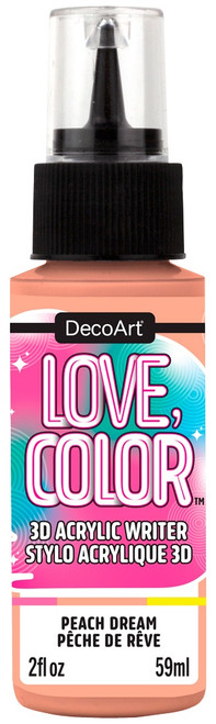 DecoArt Love Color 3D Acrylic Writers 2oz-Peach Dream 5A0024LV-1G7XY - 766218152022