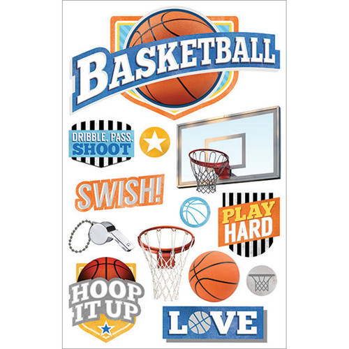 Paper House 3D Stickers 4.5"X7.5" -Basketball Swish STDM261E