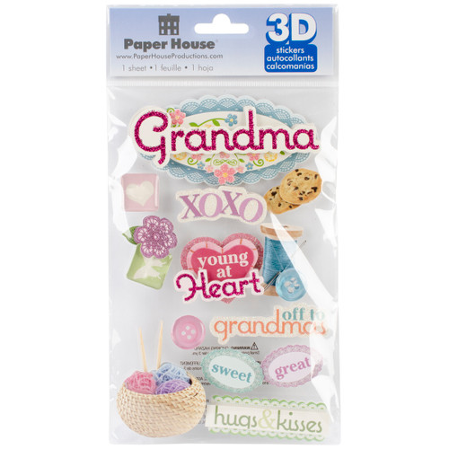 Paper House 3D Stickers 4.5"X7.5"-Grandma - STDM194E - 767636376915