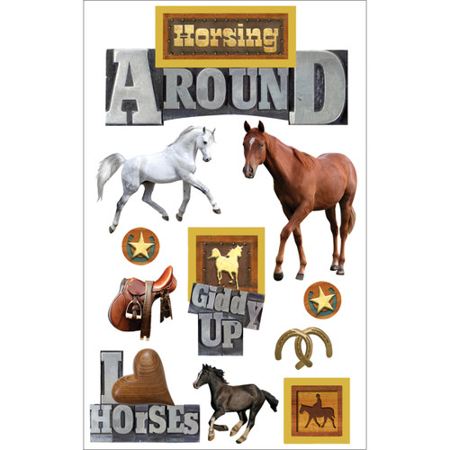 Paper House 3D Stickers 4.5"X7.5"-Horsing Around - STDM81E