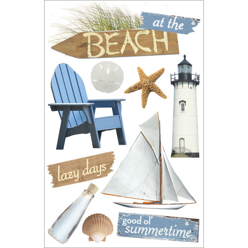 Paper House 3D Stickers 4.5"x8.5"-At The Beach STDM85E