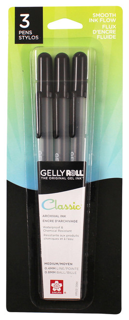 Sakura Gelly Roll Medium Point Pens 3/Pkg-Black - 37581 - 053482375814