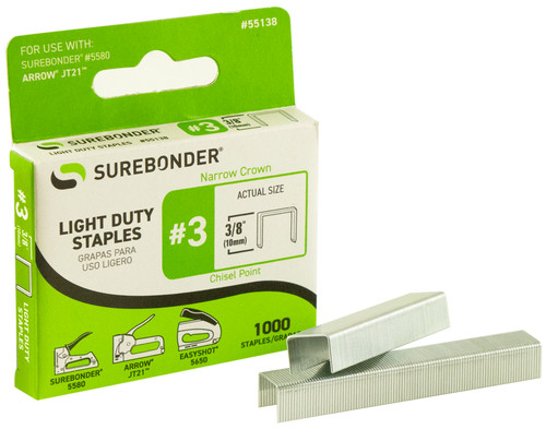 Surebonder Easy Tacker Staples 1,000/Pkg-3/8" - 55138S - 018239323258 Surebonder Easy Tacker Staples 1,000/Pkg-3/8" - 55138S - 018239323258