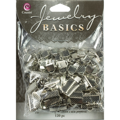 3 Pack - CousinDIY Jewelry Basics Metal Findings 120/Pkg-Silver Ribbon Clamp Ends - 34719055 - 016321060074