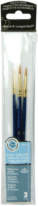 3 Pack - Royal & Langnickel(R) Gold Taklon Value Pack Brush Set-3/Pkg - 9108 - 090672225696 3 Pack - Royal & Langnickel(R) Gold Taklon Value Pack Brush Set-3/Pkg - 9108 - 090672225696
