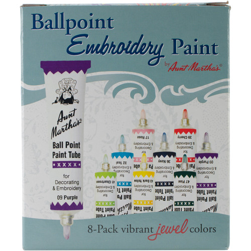 Aunt Martha's Ballpoint Paint Tubes 1oz 8/Pkg-Jewel Colors - 777 - 043272007773