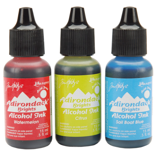 Tim Holtz Alcohol Ink .5oz 3/Pkg-Dockside Picnic-Watermln/Citrus/Sailboat TAK-25962