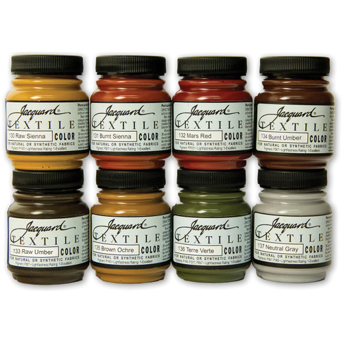 Jacquard Textile Color Fabric Paint 2.25oz 8/Pkg-Earth Tones - JAC1003 - 743772028260