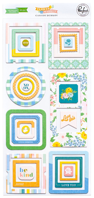 PinkFresh Chipboard Frames Stickers-Flower Market PFFM6323 - 736952878427