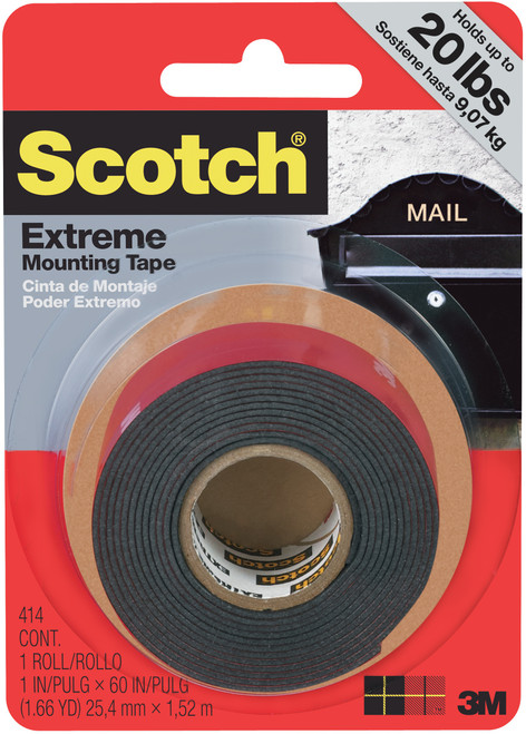 2 Pack - Scotch Extreme Mounting Tape 1"X60"-Black - 414P - 051141919768