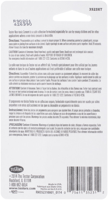 Testors Non-Toxic Cement For Plastic Models .625oz-Carded - 3523XT