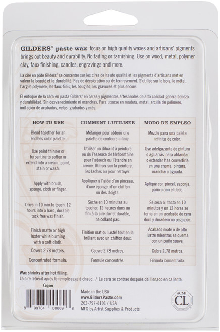 GILDERS(R) Paste Wax Finishes 30ml - Baroque Art-Copper - CS303PP-CU GILDERS(R) Paste Wax Finishes 30ml - Baroque Art-Copper - CS303PP-CU