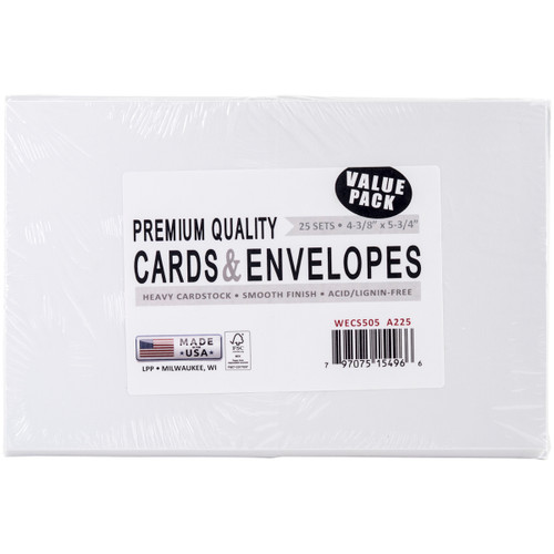 2 Pack Leader A2 Greeting Cards W/Envelopes (4.375"X5.75") 25/Pkg-White WECS505 - 797075154966