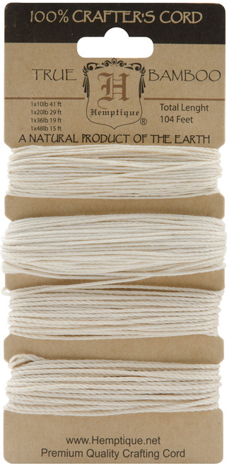 3 Pack - Hemptique Bamboo Cord Mixed Sizes 104'-Natural - BCMWNA - 091037029225