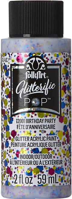 Folkart Glitterific Pop Acrylic Paint 2oz-Birthday Party FAGP2OZ-12001 - 028995120015