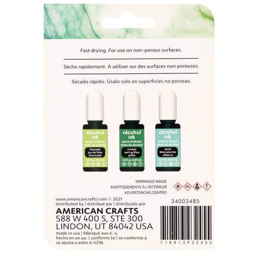 2 Pack - American Crafts Alcohol Ink 0.3oz 3/Pkg-Limeade - 34003485