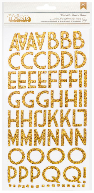 3 Pack American Crafts Chipboard Alphabet Stickers-Wisecrack-Gold Glitter, 135/Pkg 53280 - 718813532808