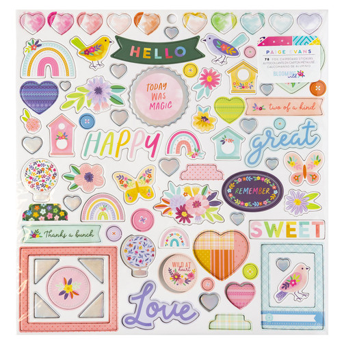 Paige Evans Blooming Wild Chipboard Stickers 12"X12"-Foam W/Holographic Foil PE014066 - 718813174466