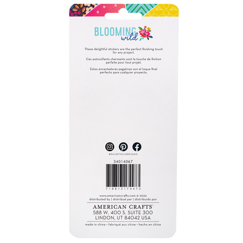 Paige Evans Blooming Wild Mini Puffy Stickers-45/Pkg - PE014067 Paige Evans Blooming Wild Mini Puffy Stickers-45/Pkg - PE014067
