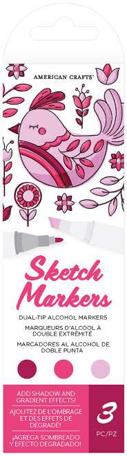 AC Sketch Markers Dual-Tip Alcohol Markers 3/Pkg-Bubblegum - ACDTAM-7535
