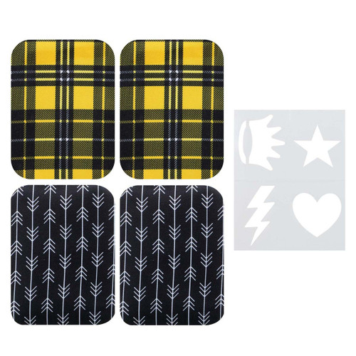 Singer Iron-on Printed Twill Patches 3.75"X5" 4/Pkg-Arrow & Plaid - 00014