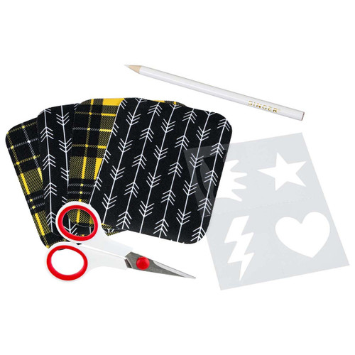 Singer Iron-on Printed Twill Patches 3.75"X5" 4/Pkg-Arrow & Plaid - 00014