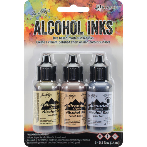 Tim Holtz Alcohol Ink .5oz 3/Pkg-Wildflowers-Lemonade/Peach Bellini/Peri - TAK-25948 - 789541025948
