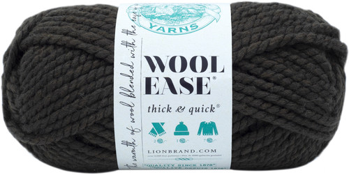 Lion Brand Wool-Ease Thick & Quick Yarn-Black Walnut 640-555 - 023032645551