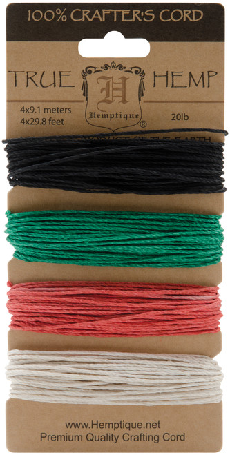 3 Pack Hemptique Hemp Cord 20lb 120'-Primary HC20-PR - 091037029003