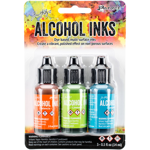 Tim Holtz Alcohol Ink .5oz 3/Pkg-Spring Break-Valencia/Limeade/Turquoise - TAK-52555 - 789541052555