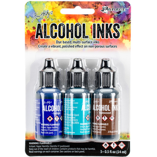 Tim Holtz Alcohol Ink .5oz 3/Pkg-Mariner-Indigo/Mermaid/Teakwood - TAK-40866 - 789541040866