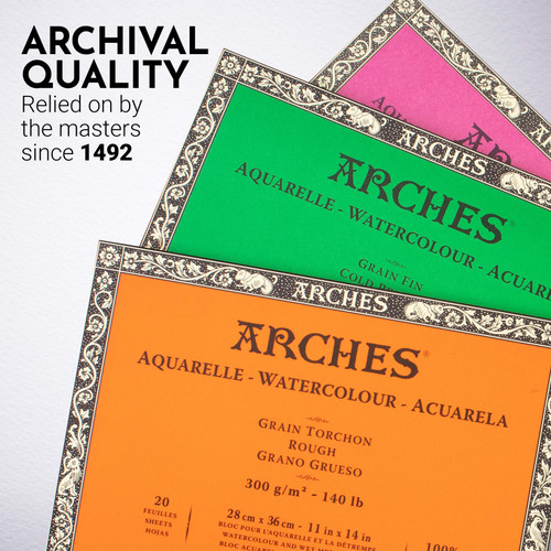 Arches Aquarelle Cold Pressed Watercolor Block 11"x14"- 140lb, 20 Sheets - 5A00298V-1GCPV Arches Aquarelle Cold Pressed Watercolor Block 11"x14"- 140lb, 20 Sheets - 5A00298V-1GCPV