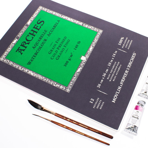 Arches Aquarelle Cold Pressed Watercolor Pad 10"x14"- 140lb, 12 Sheets - 5A002990-1GCP2
