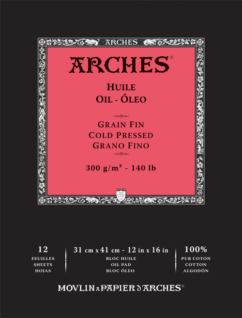 Arches Huile Cold Pressed Oil Pad 12"x16"140lb, 12 Sheets 5A002991-1GCNS - 3700417134943