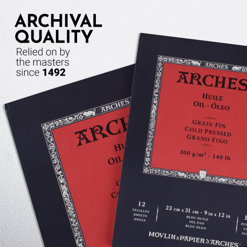 Arches Huile Cold Pressed Oil Pad 12"x16"- 140lb, 12 Sheets - 5A002991-1GCNS Arches Huile Cold Pressed Oil Pad 12"x16"- 140lb, 12 Sheets - 5A002991-1GCNS