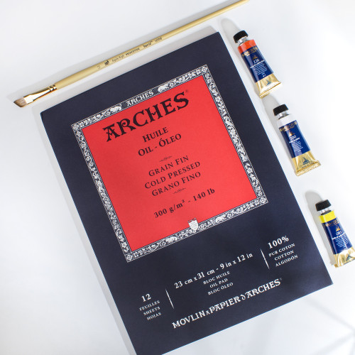Arches Huile Cold Pressed Oil Pad 9"x12"140lb, 12 Sheets 5A002995-1GCNR