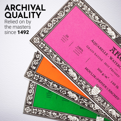 Arches Aquarelle Cold Pressed Watercolor Block 3.9"x9.8"- 140lb, 20 Sheets - 5A0029B4-1GCNB Arches Aquarelle Cold Pressed Watercolor Block 3.9"x9.8"- 140lb, 20 Sheets - 5A0029B4-1GCNB