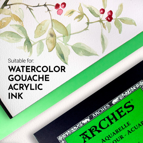 Arches Aquarelle Cold Pressed Watercolor Pad 9"x12"- 140lb, 12 Sheets - 5A0029BC-1GCN1